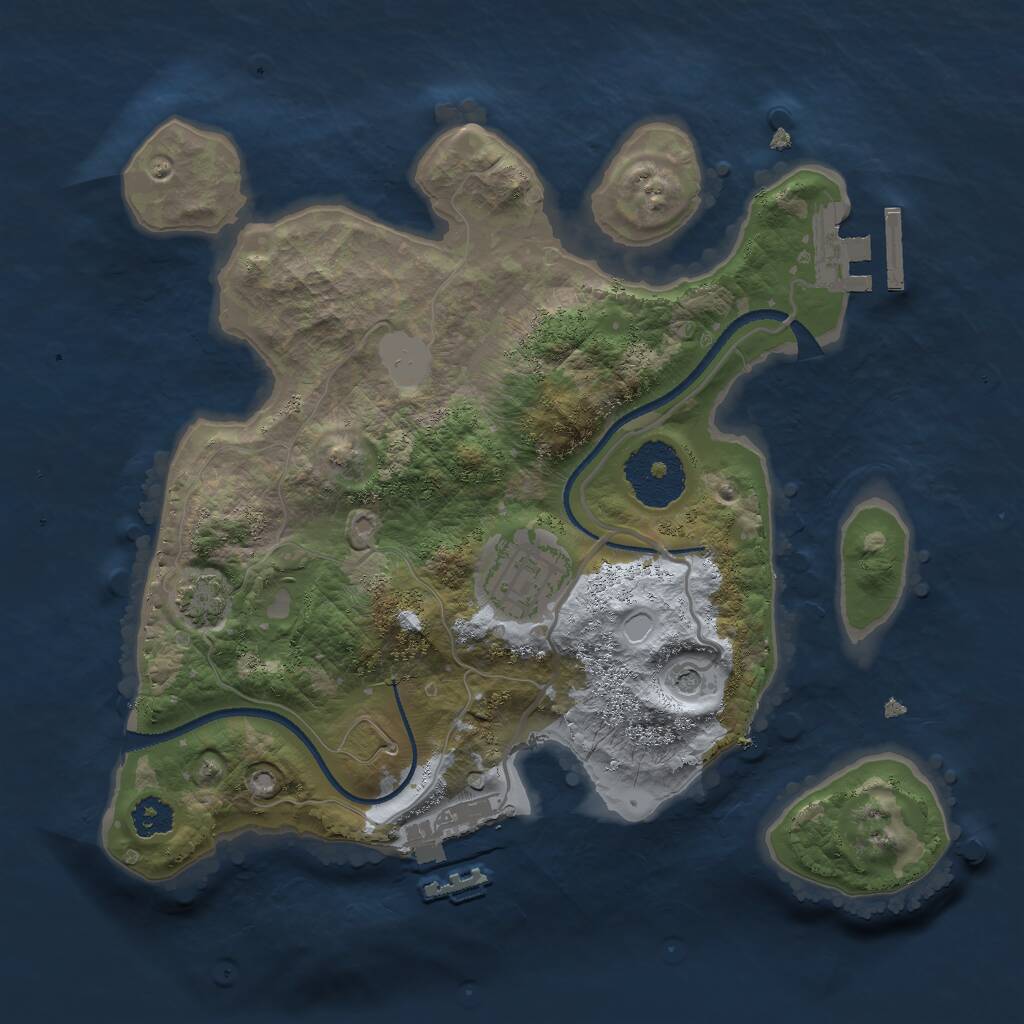 Rust Map: Procedural Map, Size: 2500, Seed: 227225294, 6 Monuments