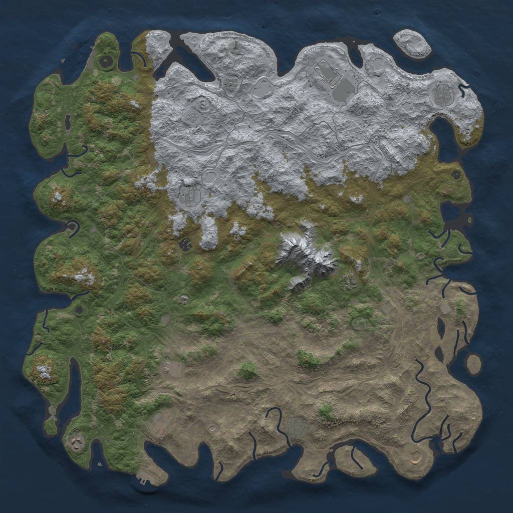 Rust Map: Procedural Map, Size: 6000, Seed: 1998025538, 18 Monuments
