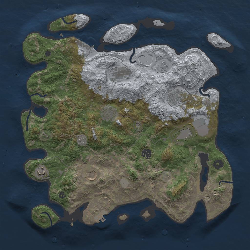 Rust Map: Procedural Map, Size: 3700, Seed: 513898814, 15 Monuments