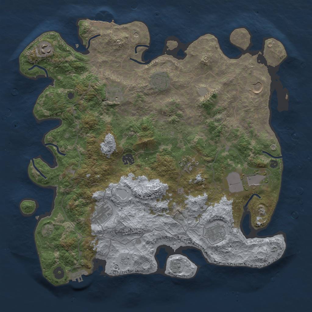 Rust Map: Procedural Map, Size: 4000, Seed: 1252934875, 17 Monuments