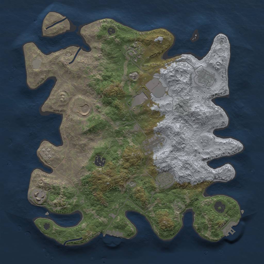 Rust Map: Procedural Map, Size: 3500, Seed: 25855, 16 Monuments