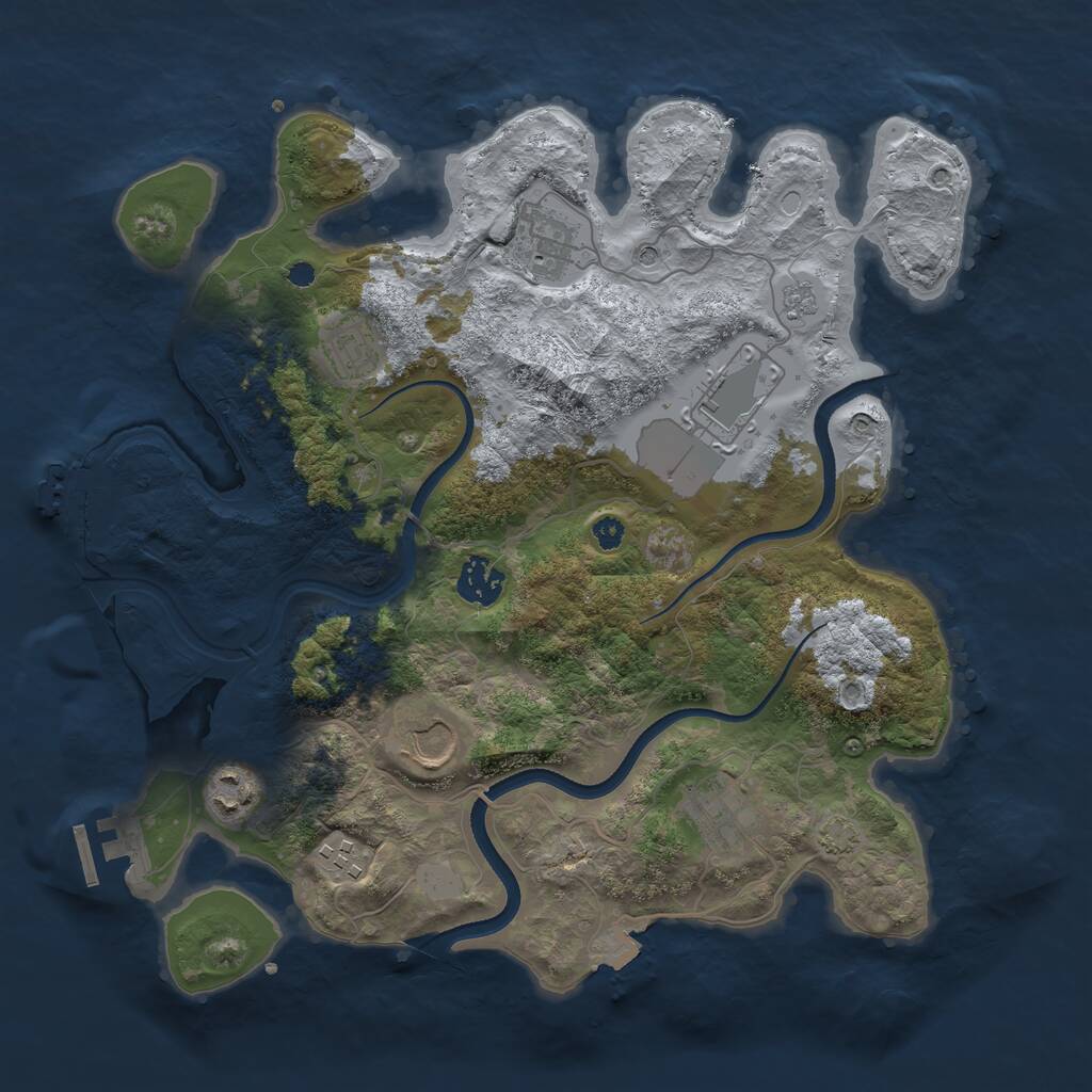 Rust Map: Procedural Map, Size: 3500, Seed: 2140812731, 14 Monuments