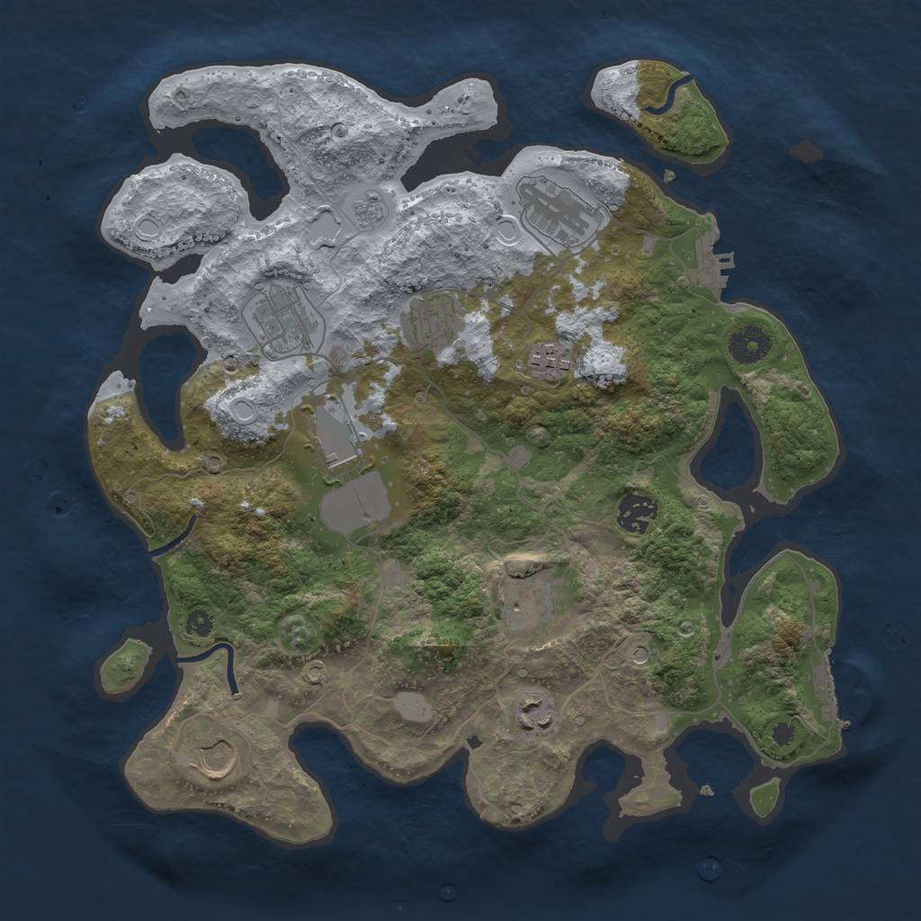 Rust Map: Procedural Map, Size: 3500, Seed: 42859314, 16 Monuments