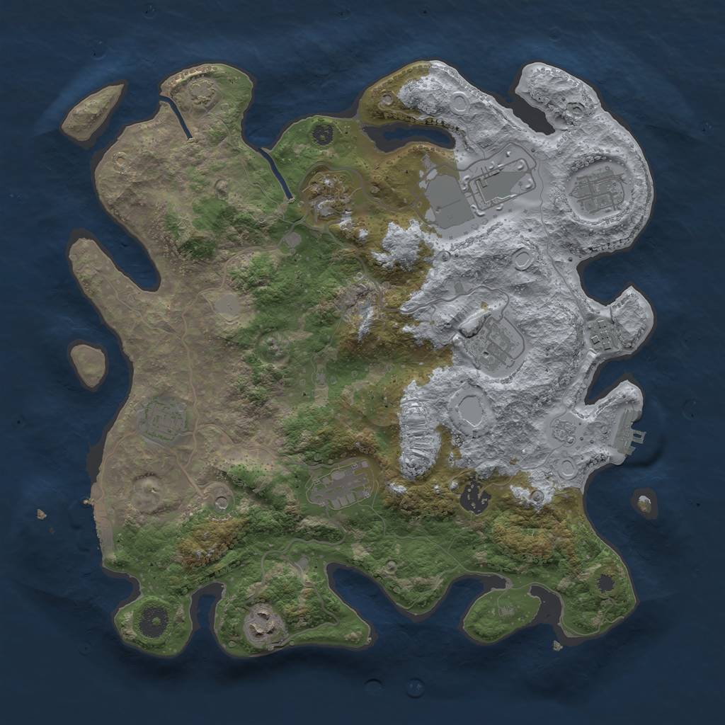 Rust Map: Procedural Map, Size: 3600, Seed: 797717412, 17 Monuments