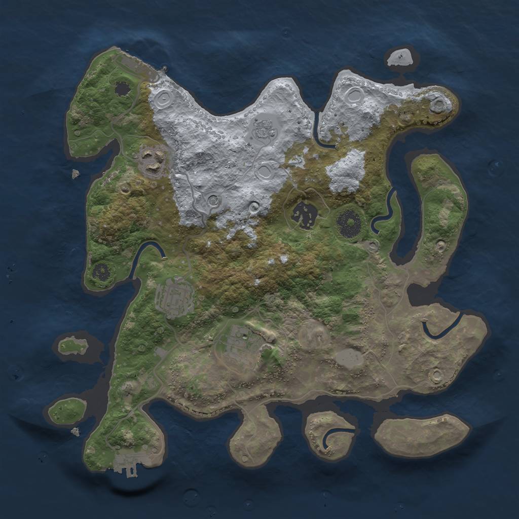 Rust Map: Procedural Map, Size: 3000, Seed: 73594, 11 Monuments
