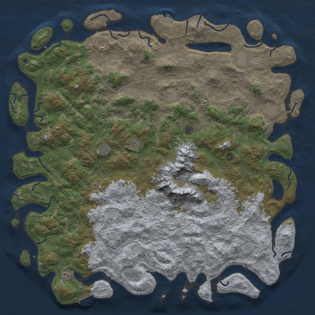 Rust Map: Procedural Map, Size: 6000, Seed: 6872, 18 Monuments