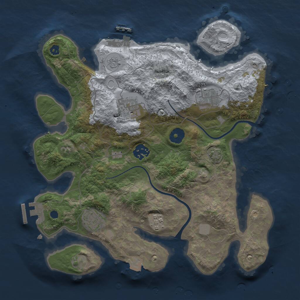 Rust Map: Procedural Map, Size: 3000, Seed: 34000, 10 Monuments