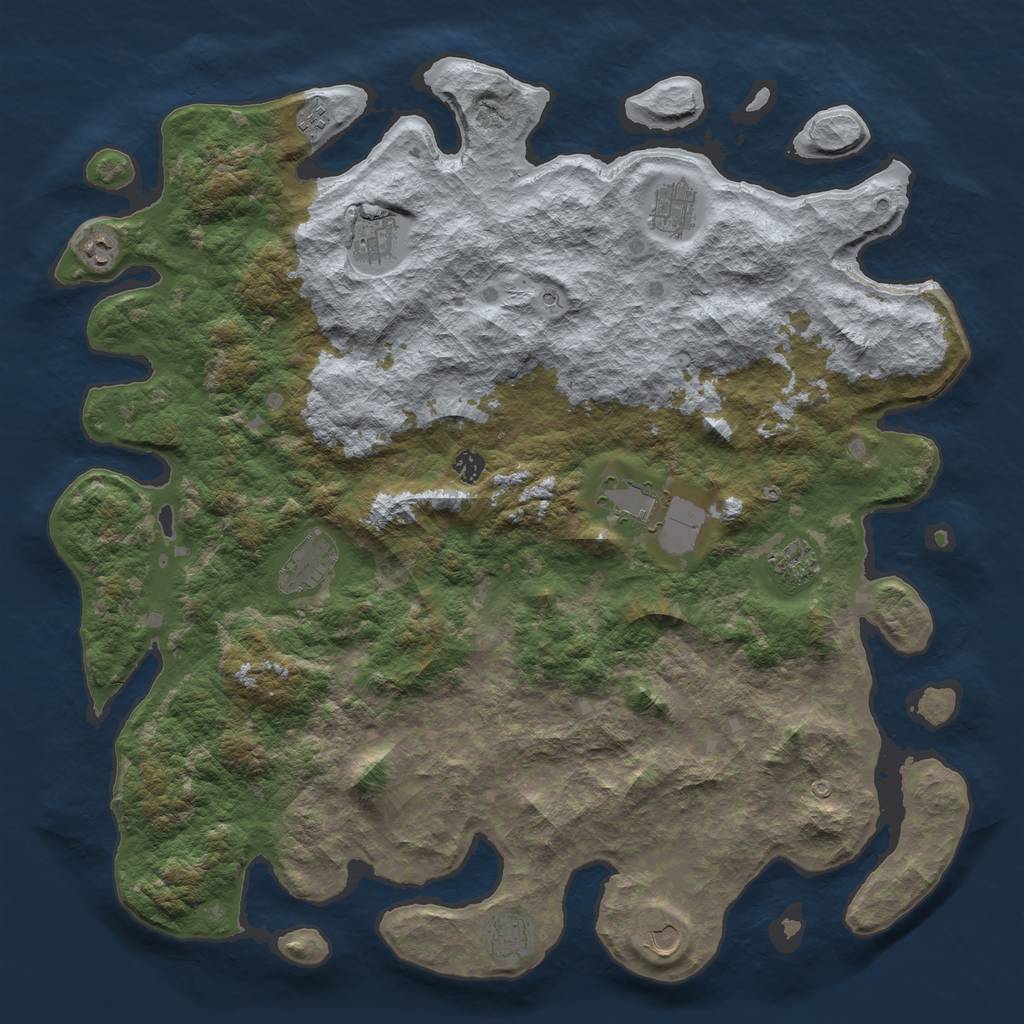 Rust Map: Barren, Size: 4900, Seed: 648925048, 13 Monuments