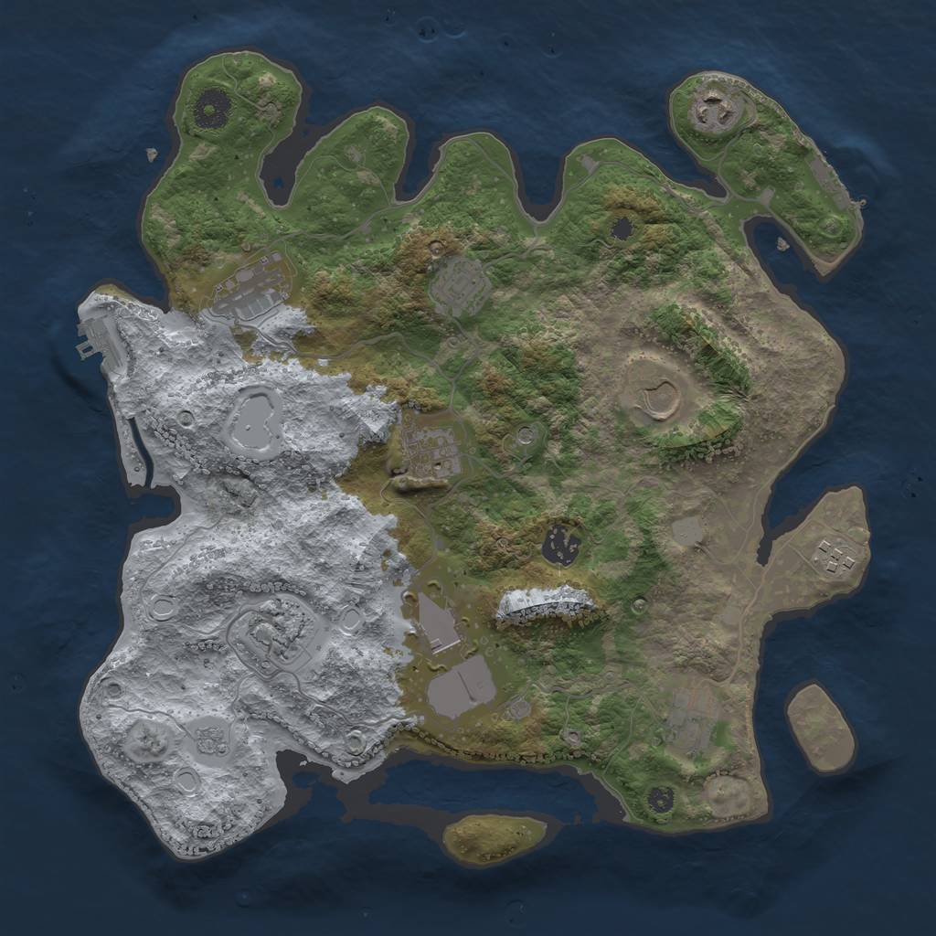 Rust Map: Procedural Map, Size: 3600, Seed: 761578790, 17 Monuments