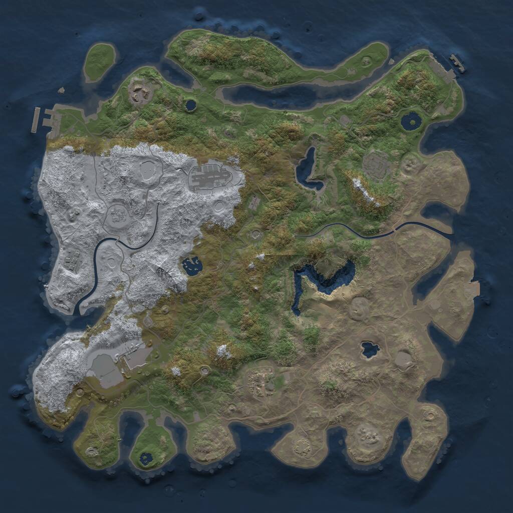 Rust Map: Procedural Map, Size: 4000, Seed: 572873408, 13 Monuments
