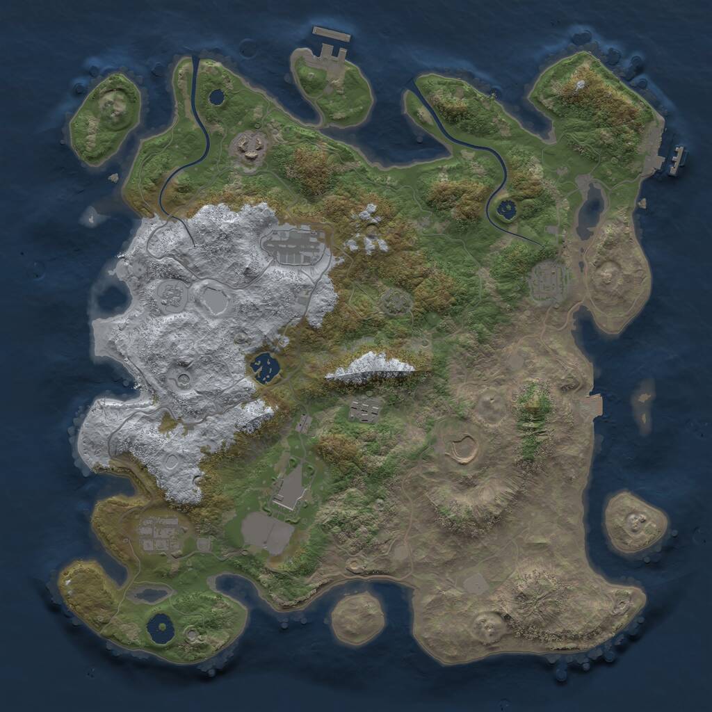 Rust Map: Procedural Map, Size: 3800, Seed: 4806897, 14 Monuments