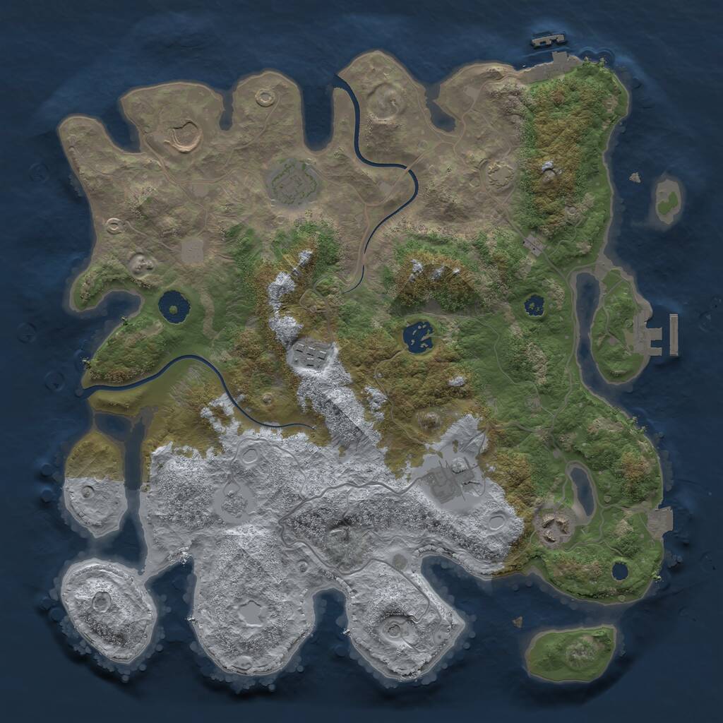 Rust Map: Procedural Map, Size: 3500, Seed: 830533899, 12 Monuments