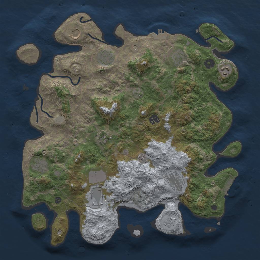 Rust Map: Procedural Map, Size: 3900, Seed: 908990, 17 Monuments