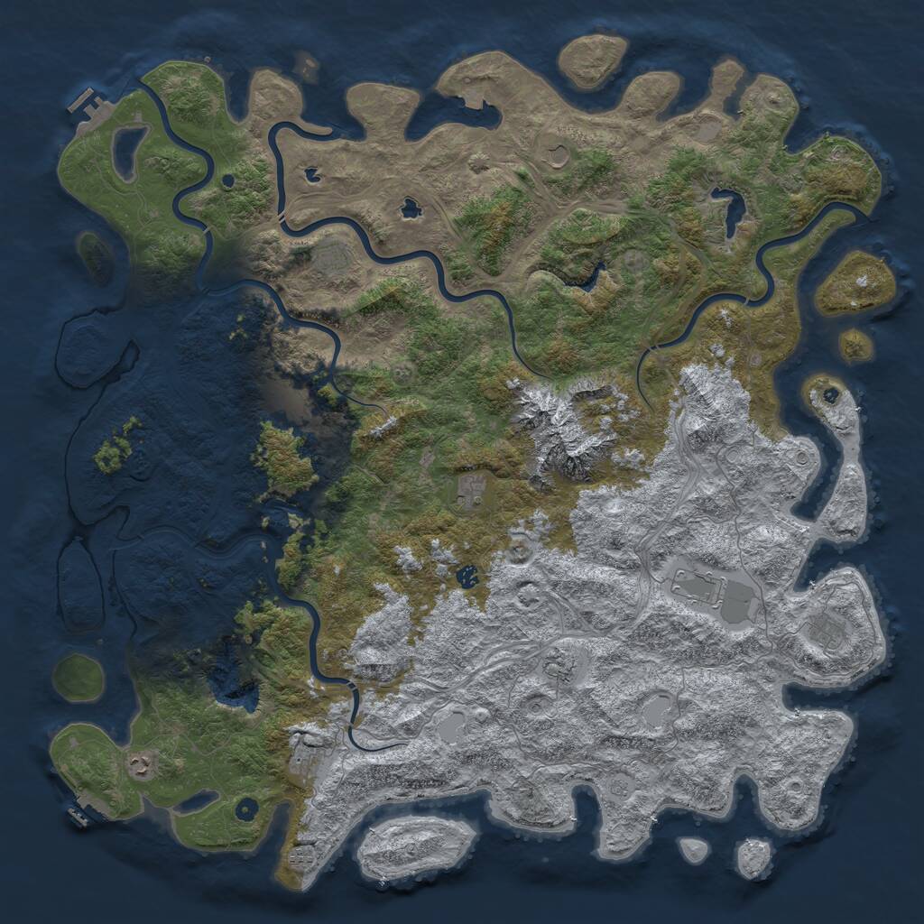 Rust Map: Procedural Map, Size: 6000, Seed: 23581284, 17 Monuments
