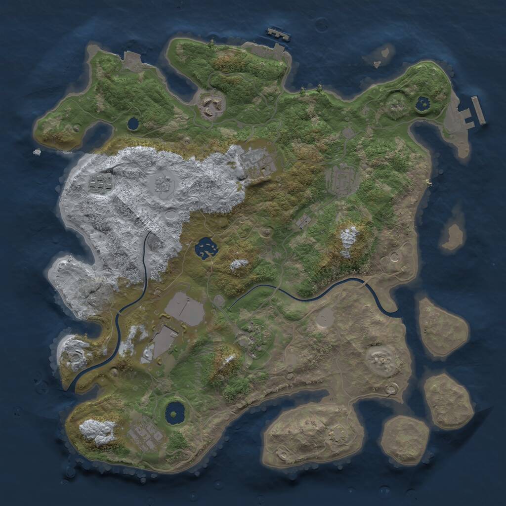 Rust Map: Procedural Map, Size: 3500, Seed: 4226, 14 Monuments