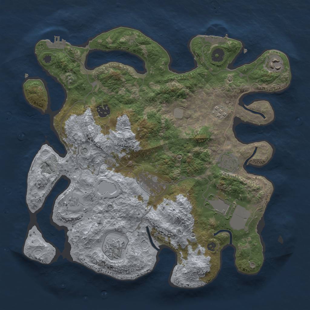 Rust Map: Procedural Map, Size: 3500, Seed: 1696483841, 14 Monuments