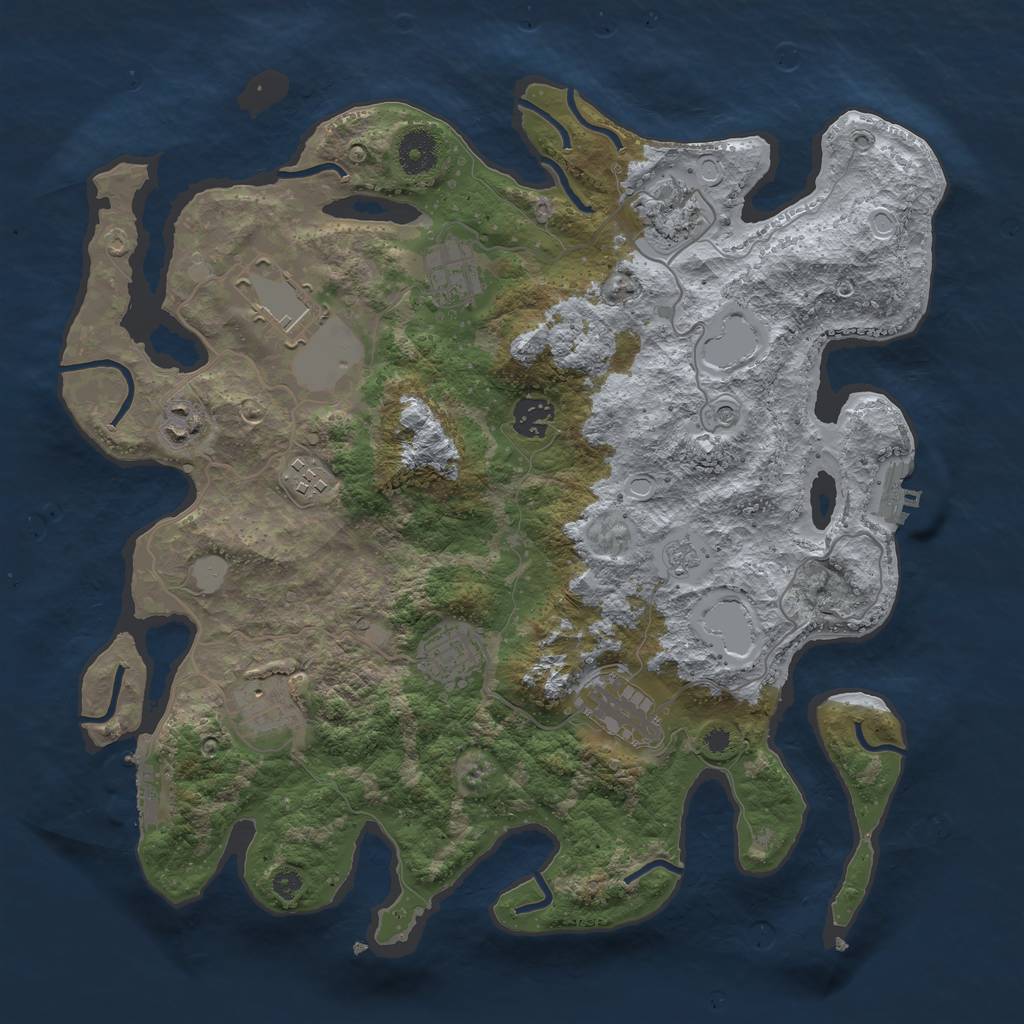 Rust Map: Procedural Map, Size: 3700, Seed: 1202499219, 16 Monuments