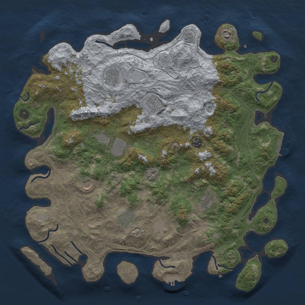 Rust Map: Procedural Map, Size: 4500, Seed: 45981298, 17 Monuments