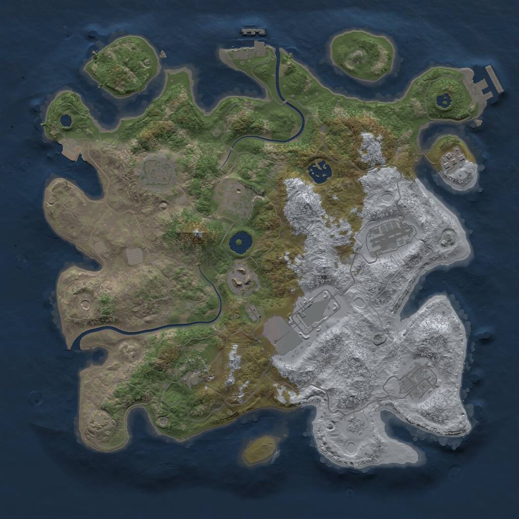 Rust Map: Procedural Map, Size: 3500, Seed: 87122728, 15 Monuments