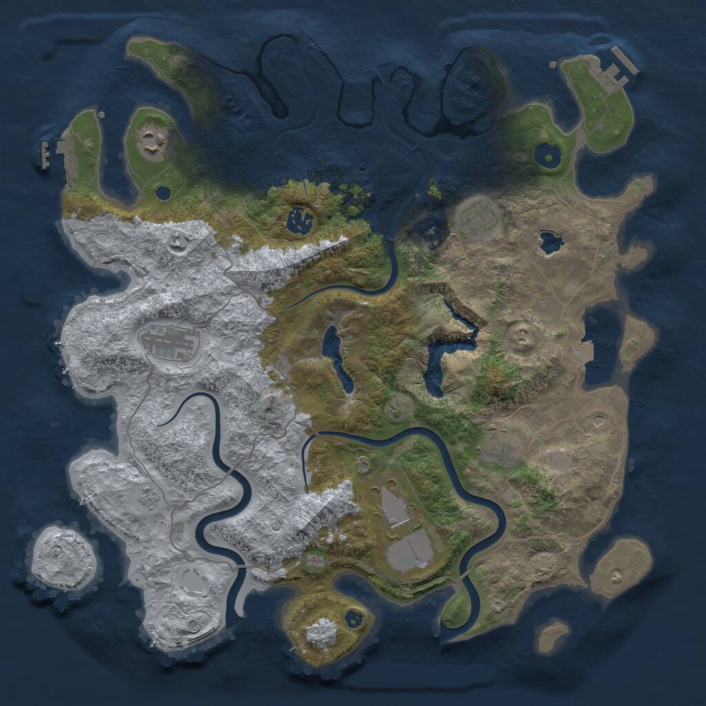 Rust Map: Procedural Map, Size: 4000, Seed: 199597504, 13 Monuments