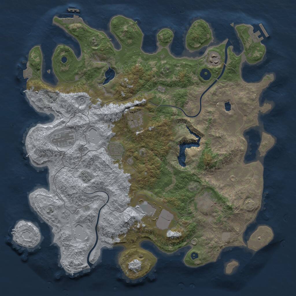 Rust Map: Procedural Map, Size: 4000, Seed: 199597504, 13 Monuments