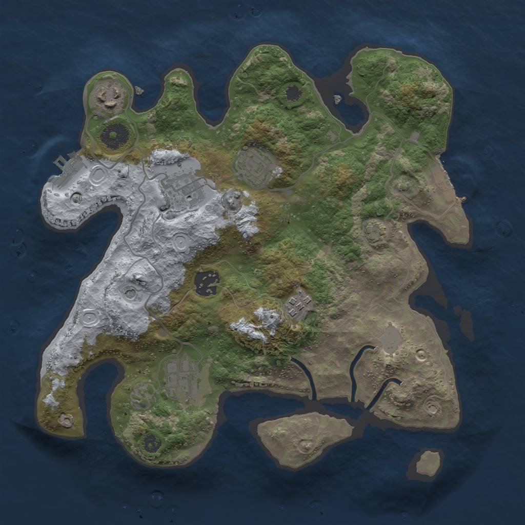 Rust Map: Procedural Map, Size: 3000, Seed: 1023416821, 13 Monuments