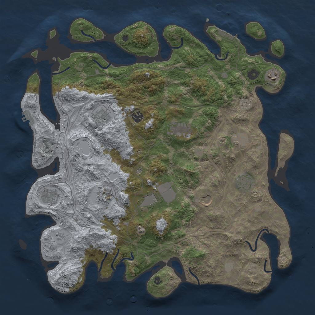 Rust Map: Procedural Map, Size: 4250, Seed: 865431867, 18 Monuments