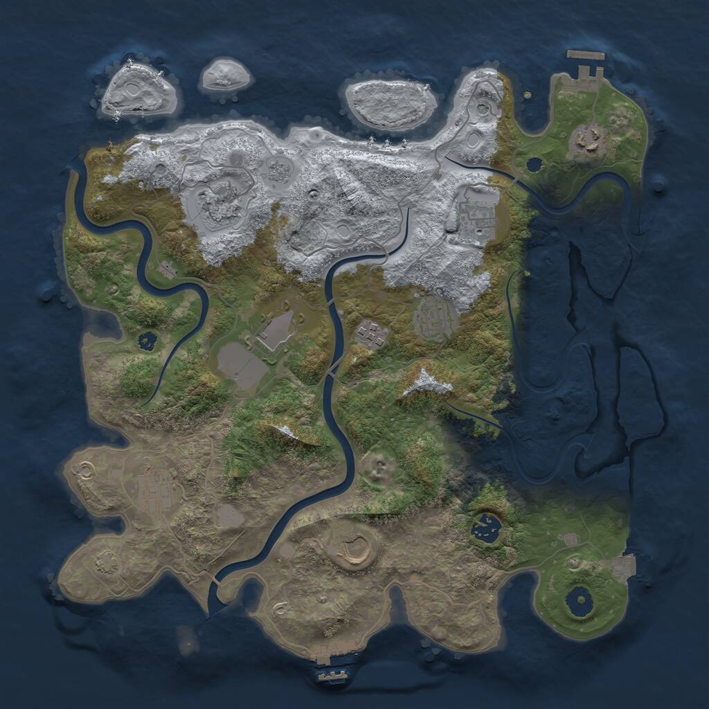Rust Map: Procedural Map, Size: 3800, Seed: 901907313, 15 Monuments