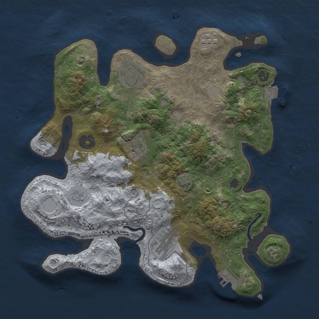 Rust Map: Procedural Map, Size: 3000, Seed: 1974317385, 11 Monuments