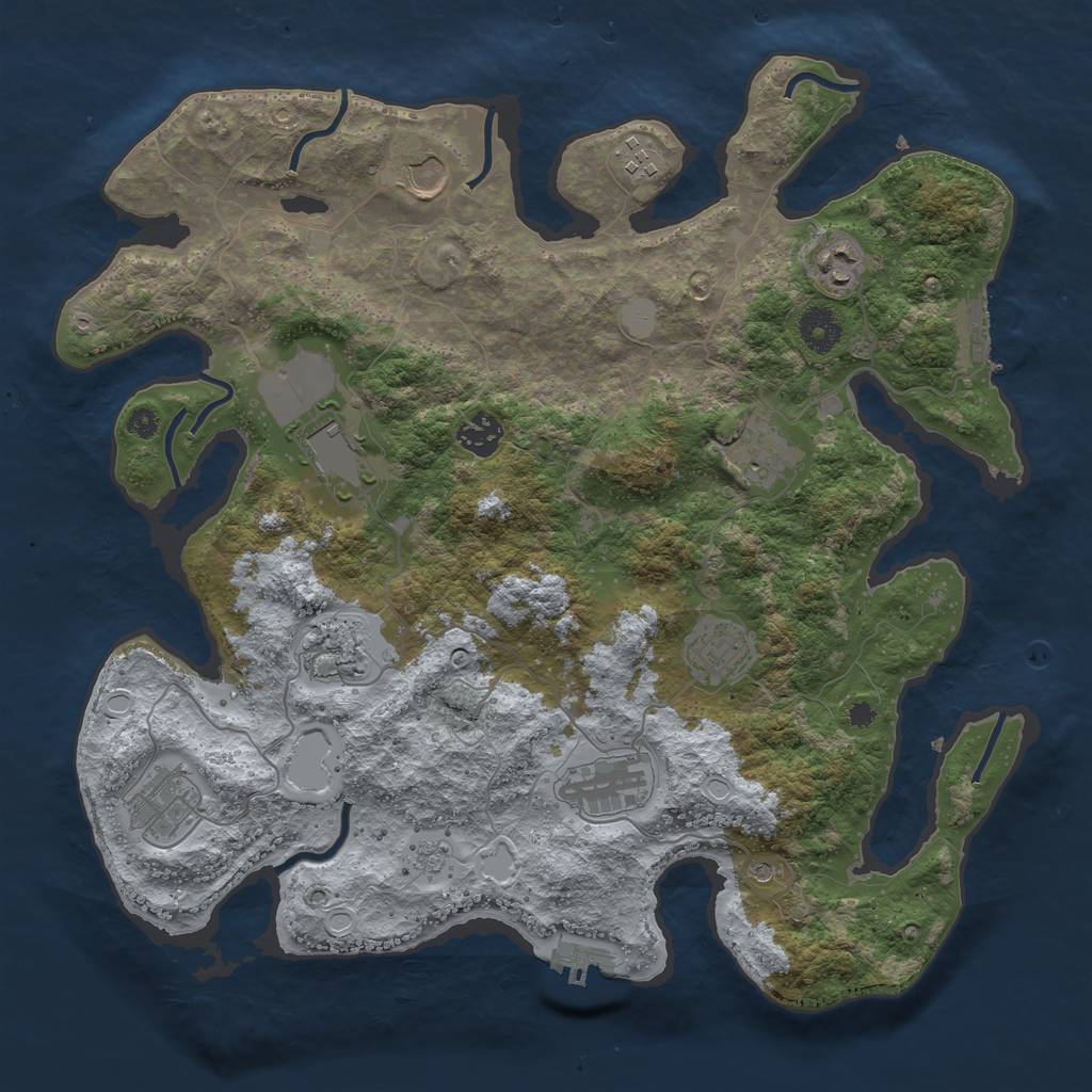 Rust Map: Procedural Map, Size: 3750, Seed: 374483581, 17 Monuments
