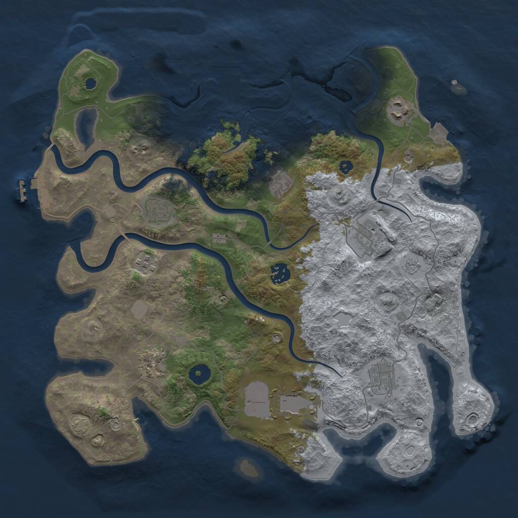 Rust Map: Procedural Map, Size: 3750, Seed: 2065521408, 15 Monuments