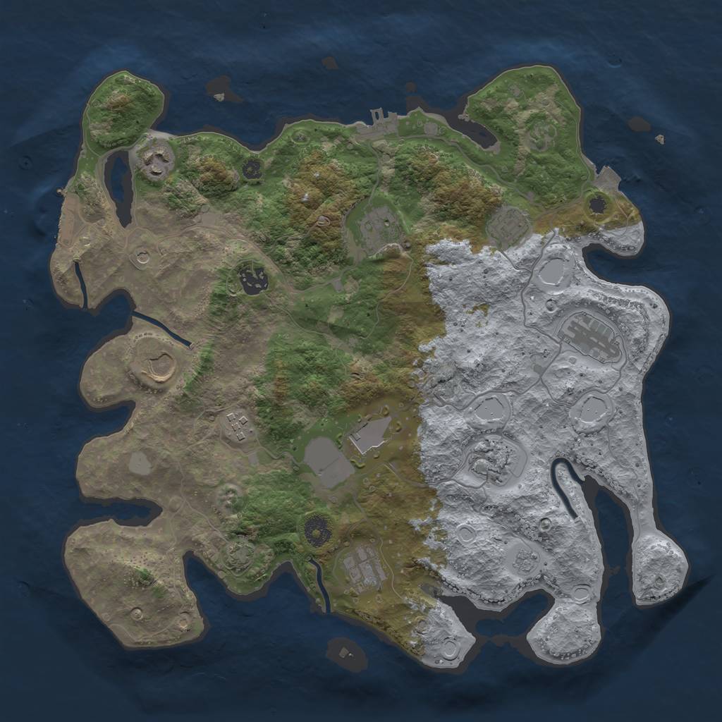 Rust Map: Procedural Map, Size: 3750, Seed: 2065521408, 18 Monuments