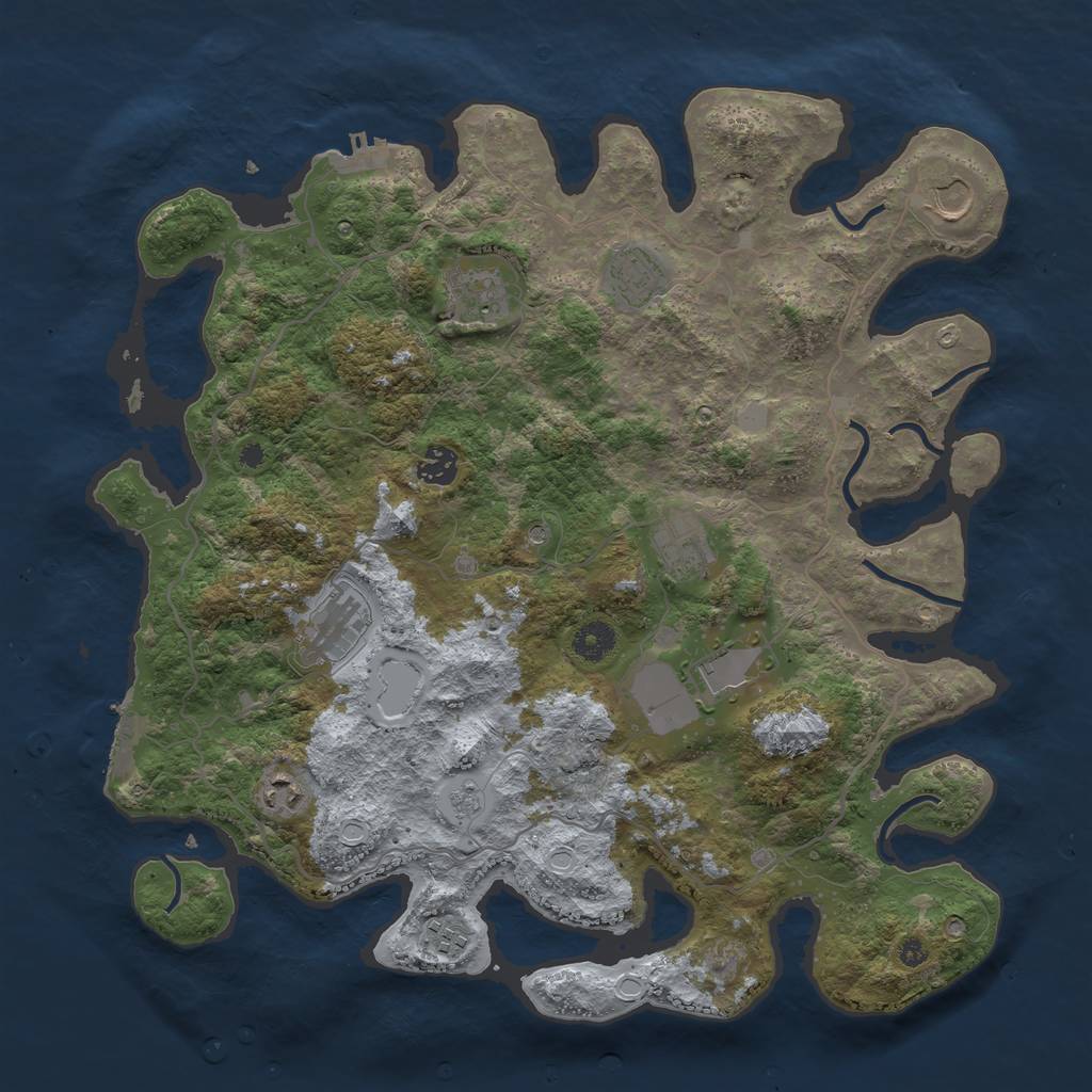 Rust Map: Procedural Map, Size: 4000, Seed: 65827, 16 Monuments