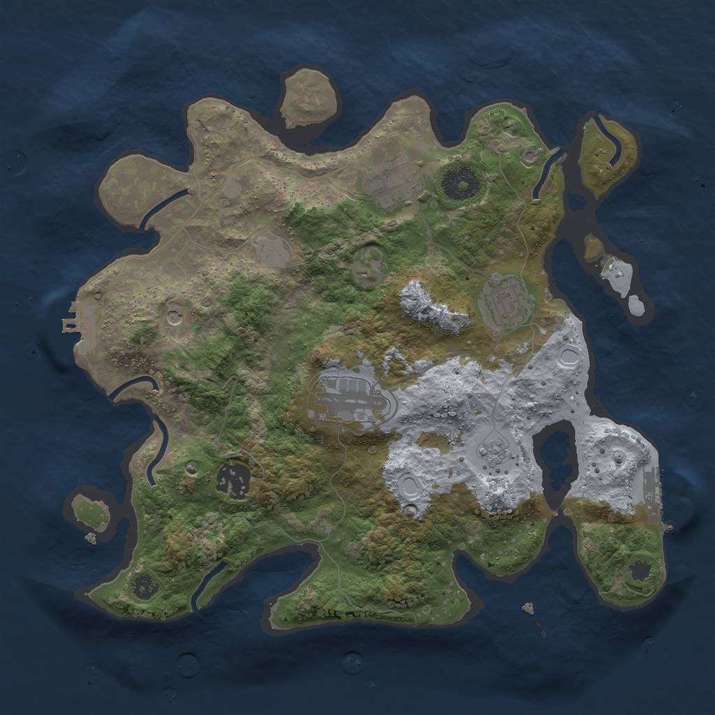 Rust Map: Procedural Map, Size: 3000, Seed: 748929, 11 Monuments