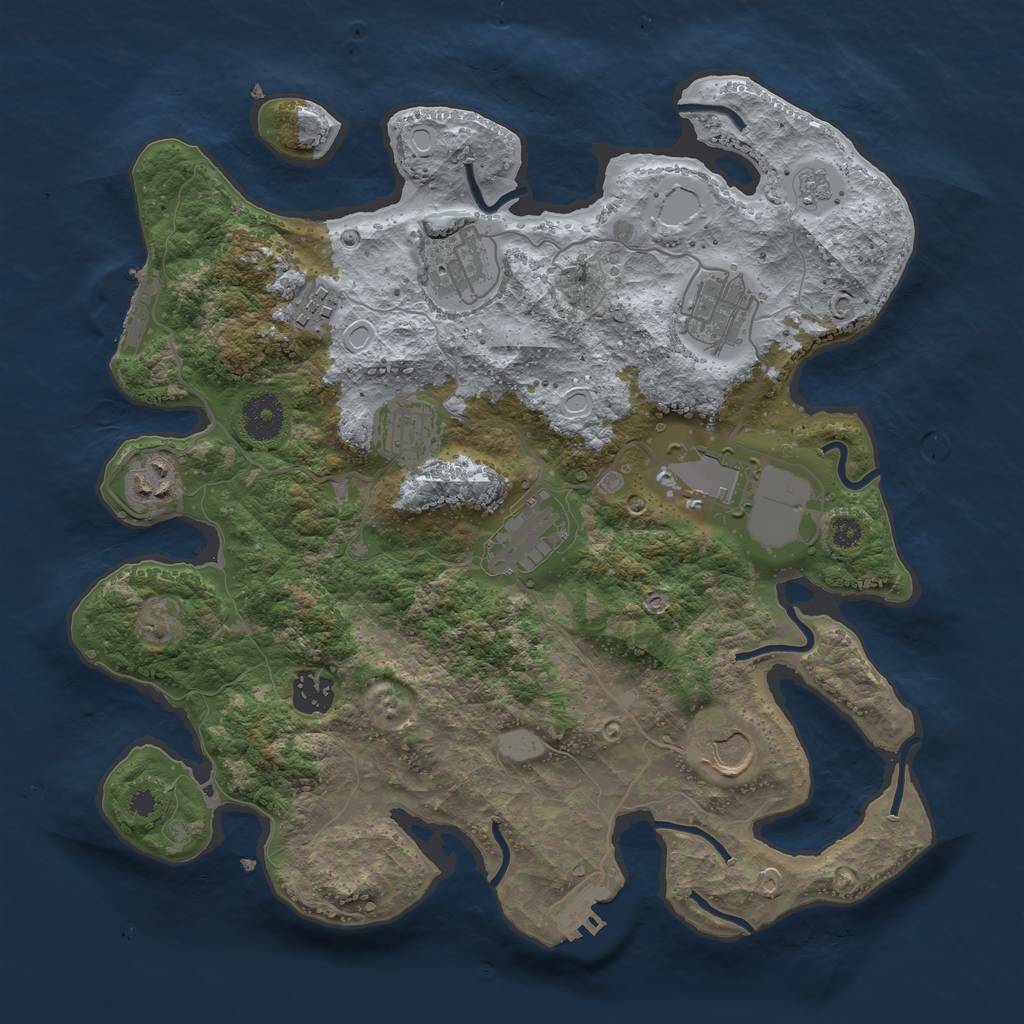 Rust Map: Procedural Map, Size: 3500, Seed: 758939384, 15 Monuments