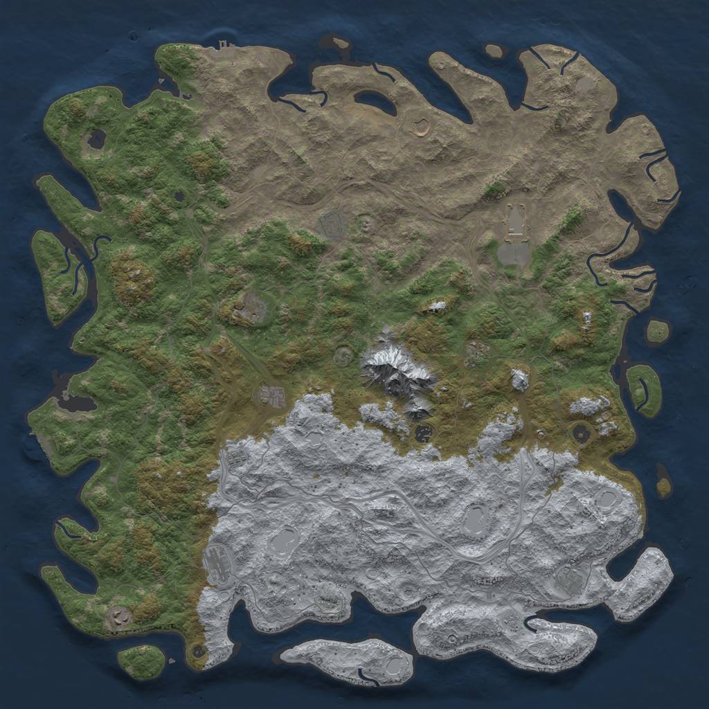 Rust Map: Procedural Map, Size: 6000, Seed: 92942758, 18 Monuments