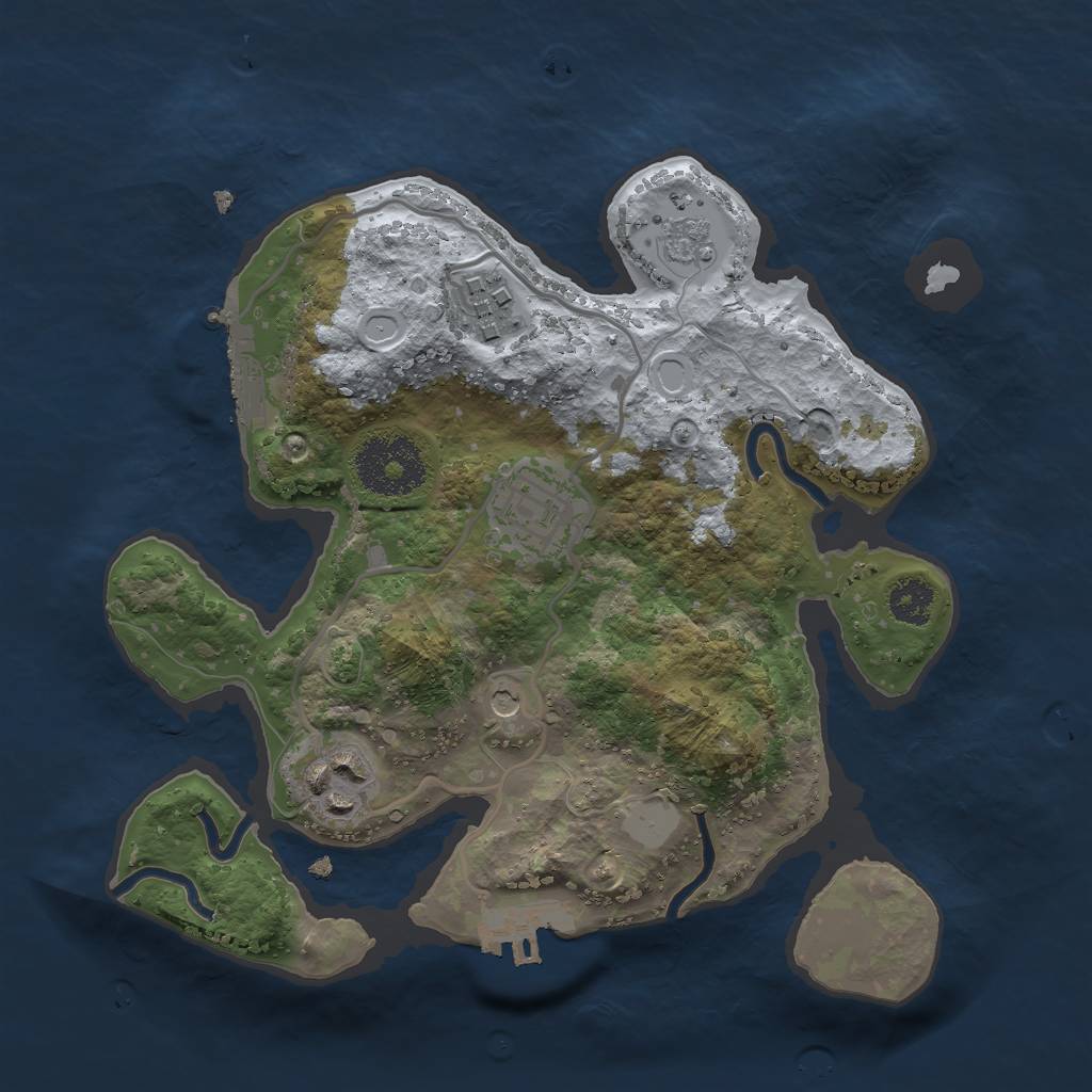 Rust Map: Procedural Map, Size: 2500, Seed: 344633501, 10 Monuments