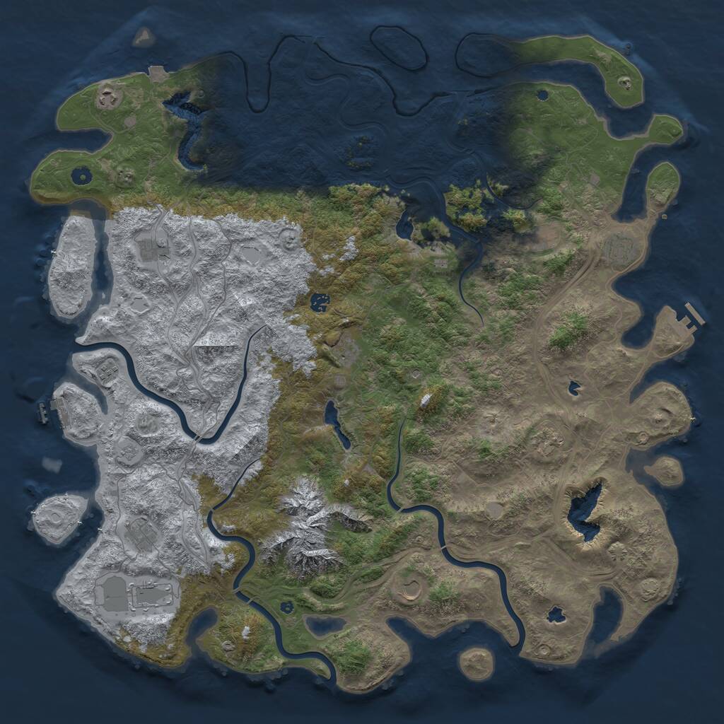 Rust Map: Procedural Map, Size: 5500, Seed: 11223344, 17 Monuments