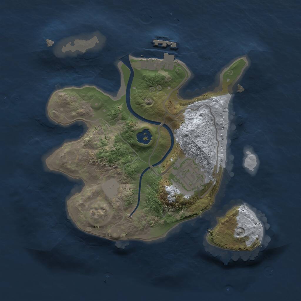Rust Map: Procedural Map, Size: 2000, Seed: 1355873367, 3 Monuments