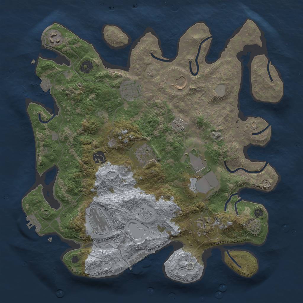 Rust Map: Procedural Map, Size: 3500, Seed: 2000398643, 16 Monuments
