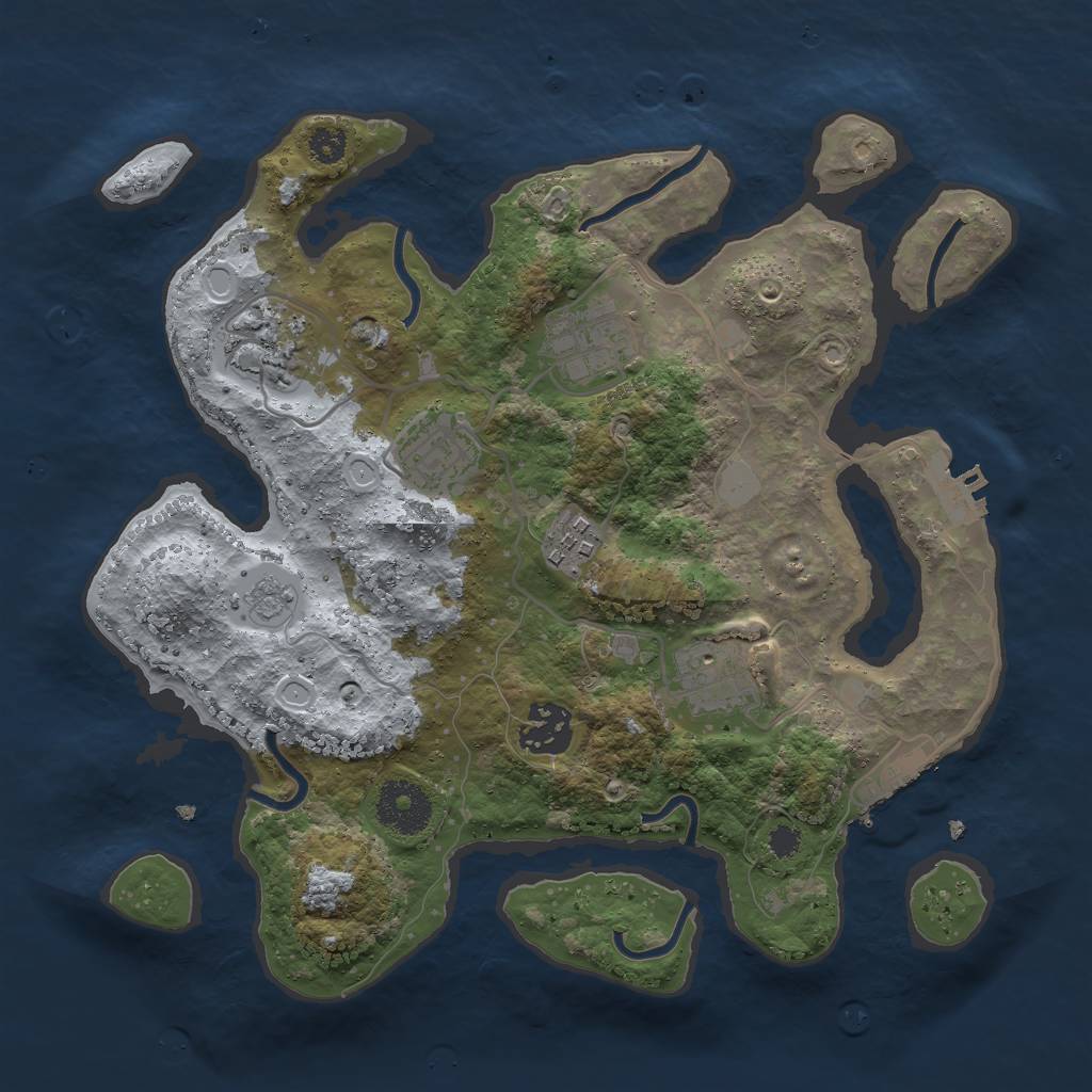 Rust Map: Procedural Map, Size: 3000, Seed: 1166948348, 12 Monuments