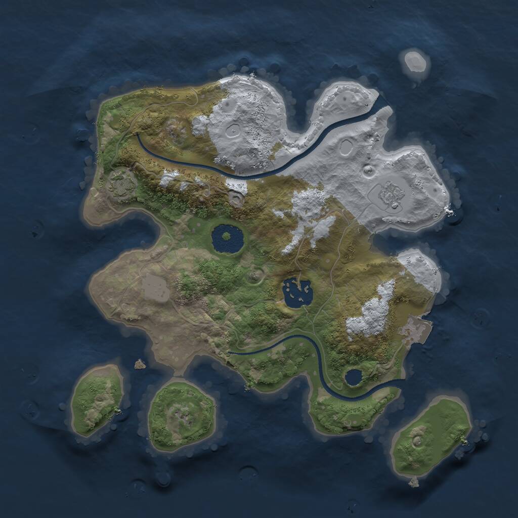 Rust Map: Procedural Map, Size: 2500, Seed: 875458, 4 Monuments