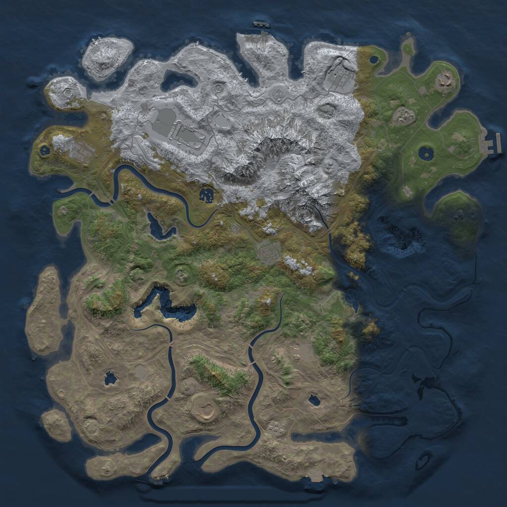 Rust Map: Procedural Map, Size: 5000, Seed: 214, 15 Monuments