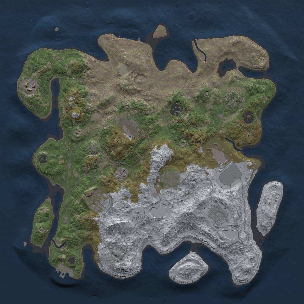Rust Map: Procedural Map, Size: 3650, Seed: 186178949, 17 Monuments