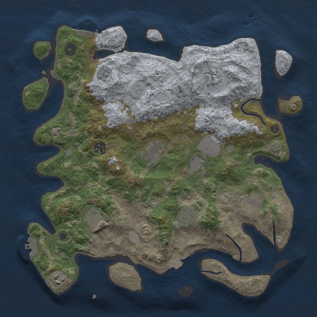 Rust Map: Procedural Map, Size: 3800, Seed: 968908327, 17 Monuments