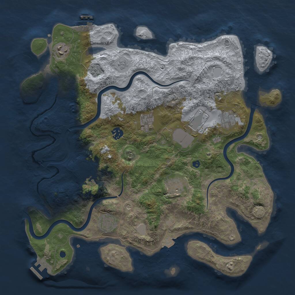Rust Map: Procedural Map, Size: 3800, Seed: 968908327, 15 Monuments
