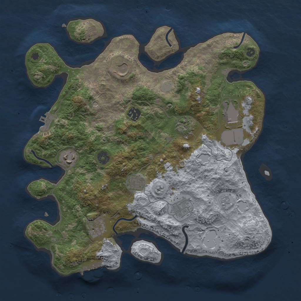 Rust Map: Procedural Map, Size: 3500, Seed: 1520074965, 15 Monuments