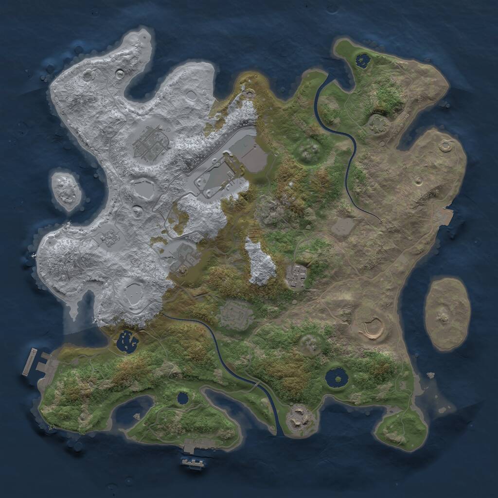 Rust Map: Procedural Map, Size: 3500, Seed: 1582720884, 13 Monuments
