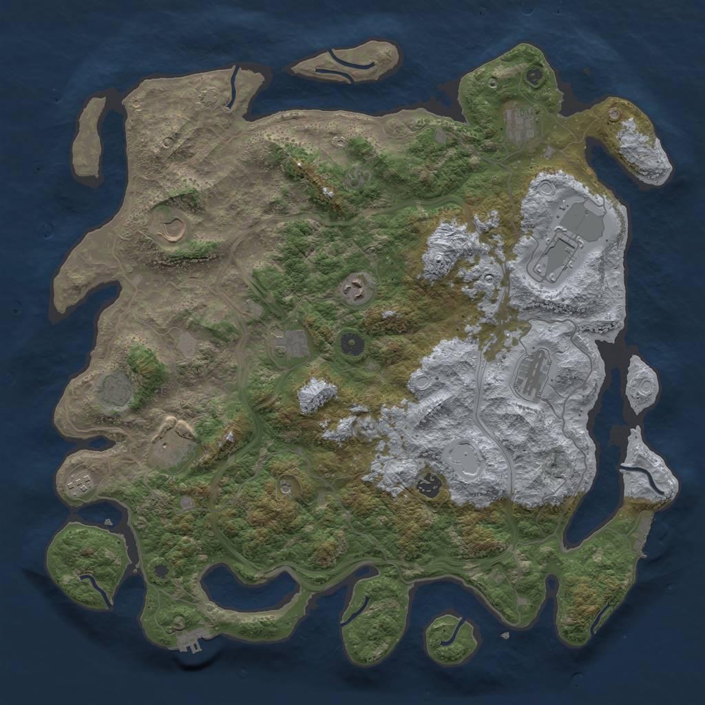 Rust Map: Procedural Map, Size: 4500, Seed: 369841790, 17 Monuments