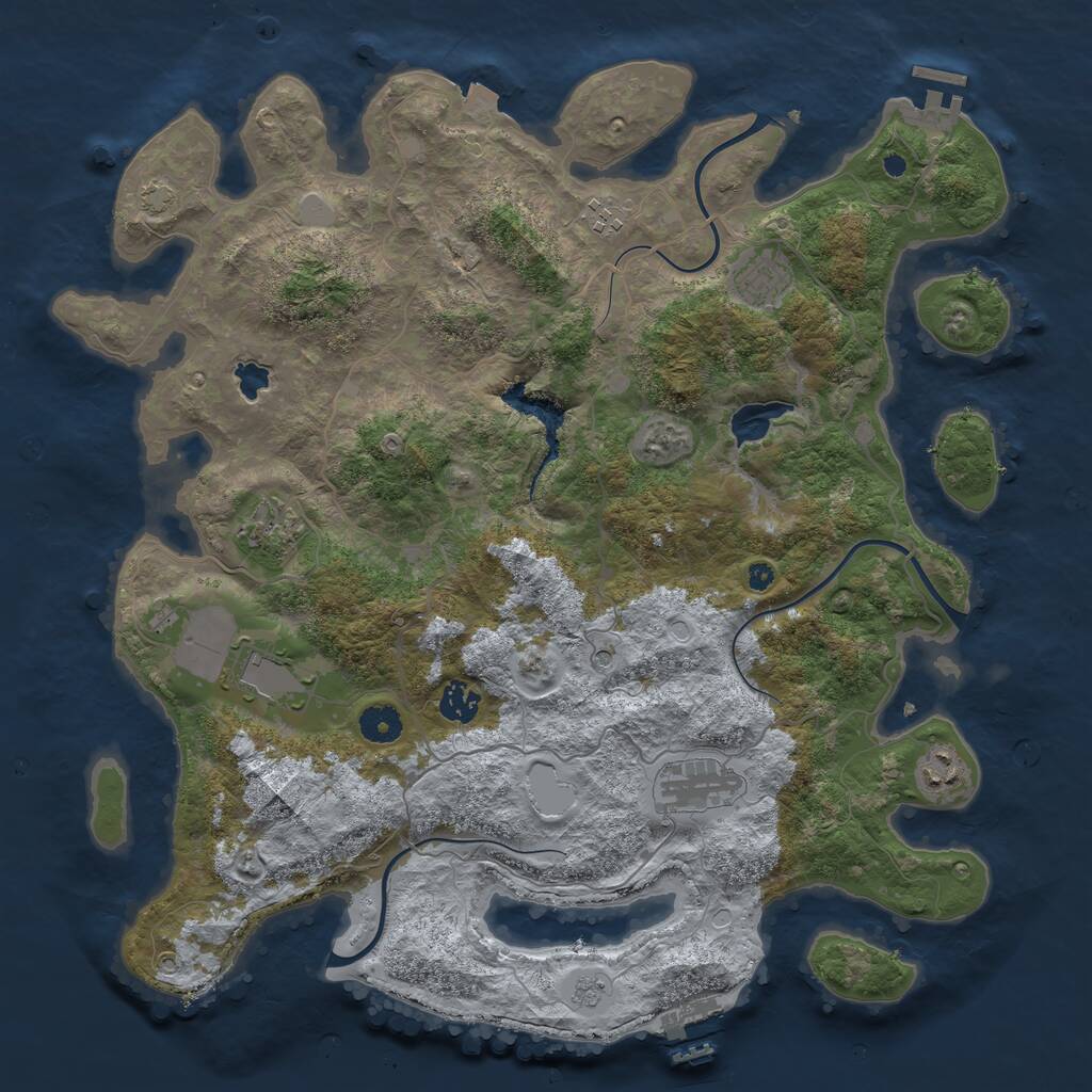Rust Map: Procedural Map, Size: 4050, Seed: 303538645, 13 Monuments